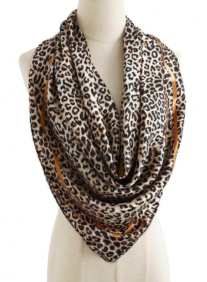CXQRR 35 Inch Leopard Print Silk Hair Head Scarf for Women Satin Neck Scarf Wrap Large Lightweight Bandana - Image 2